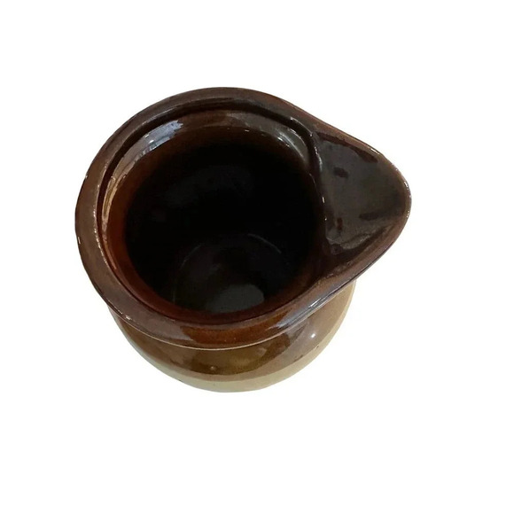 Vintage 70s Stoneware Crock Jug Pitcher Brown Tan Milk Pitcher Bohemian - Picture 3 of 9